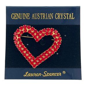 NWT Genuine Austrian Crystal Red Heart Fashion Jewelry Pin